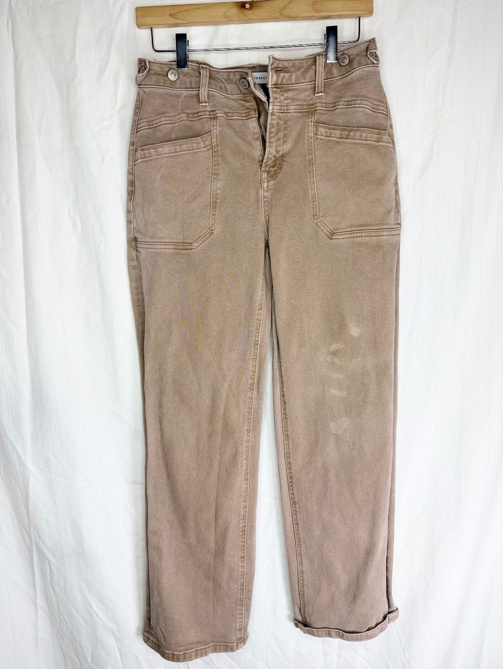 Flying Monkey Brown Sugar High Rise Slim Wide Leg Patch Pocket Jeans 27